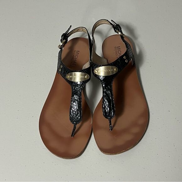 Michael Kors Plate Genuine Snakeskin Upper Leather Thong Sandals - Picture 7 of 13